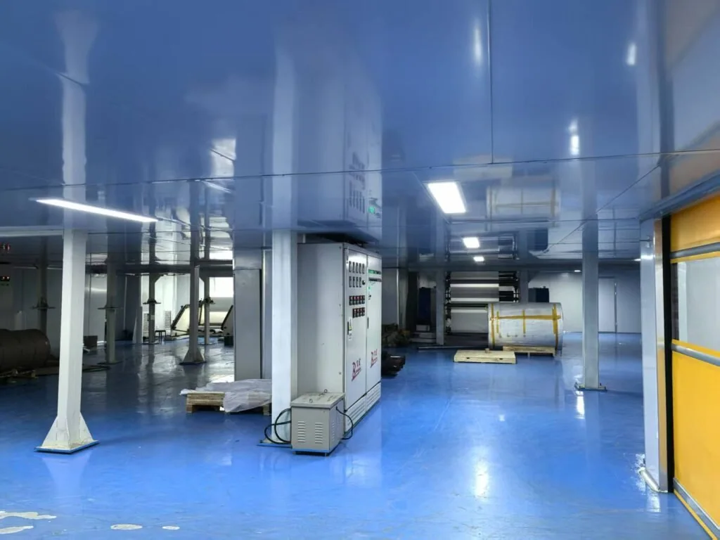 Clean-room workshop where decorative film is finished and inspected