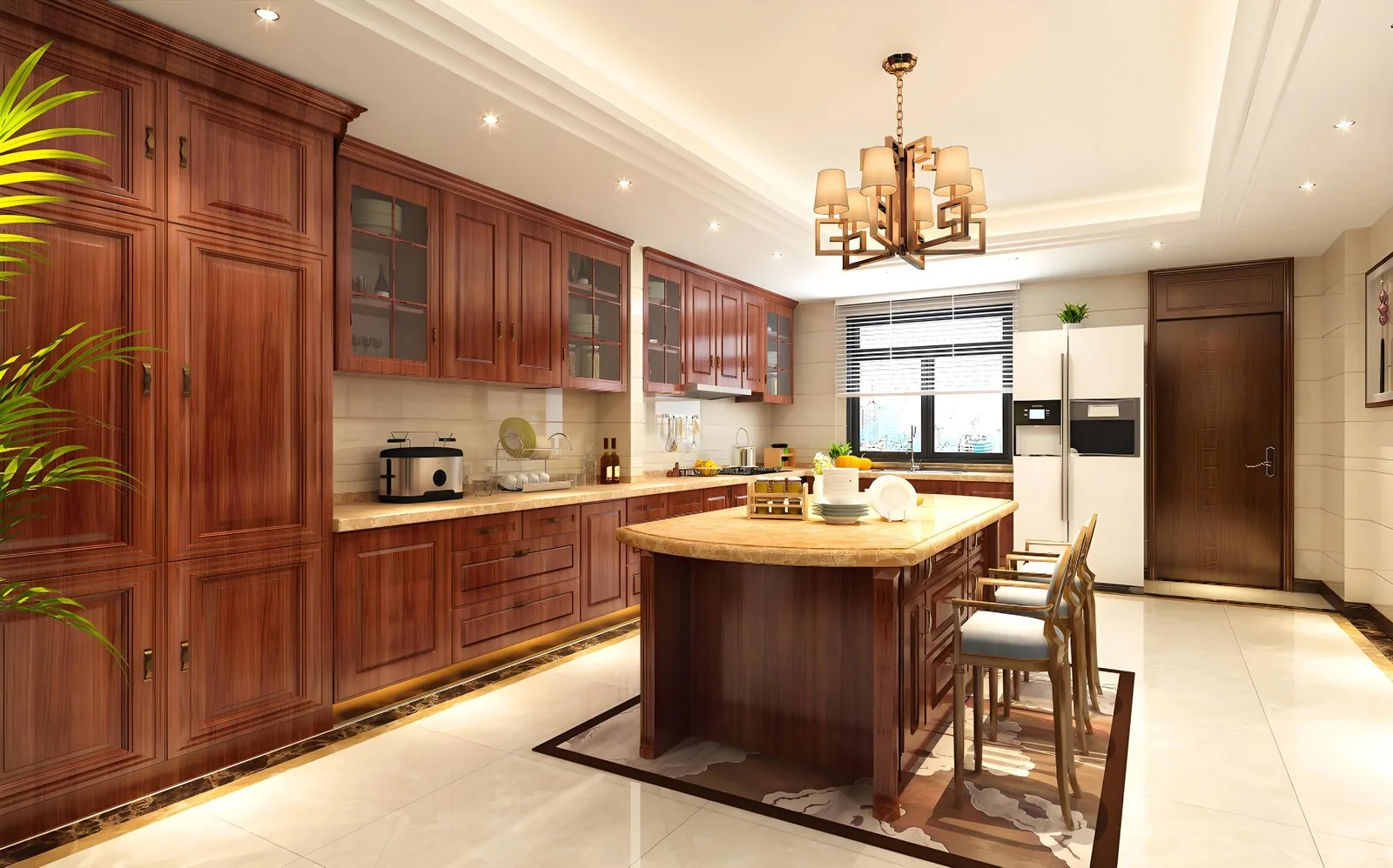 Decorative film laminated to kitchen cabinet doors